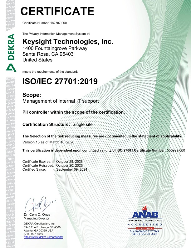 ISO Registrations: ISO 27701 English (full certificate)