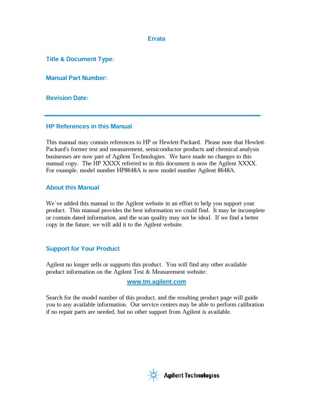 Control Unit Service Manual Details about   HP Agilent 3488A Switch 