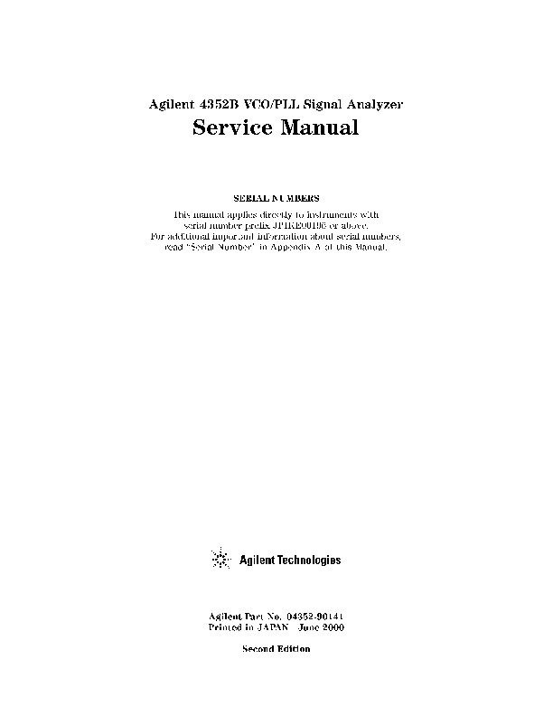 3561A Service Manual Vol I Agilent HP Keysight 03561-90010 