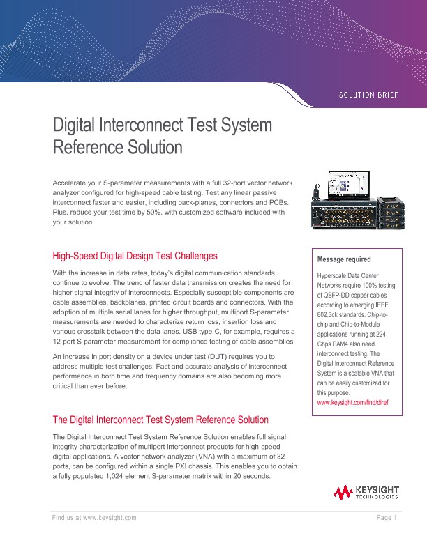 Digital Interconnect Test System Reference Solution