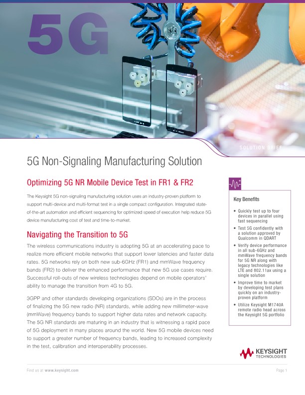5G Non-Signaling Manufacturing Solution 