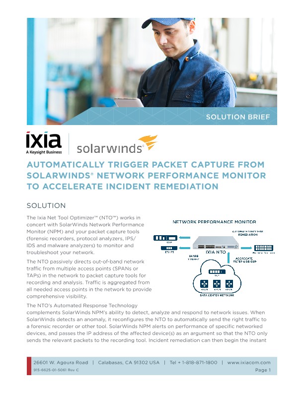 Automatically Trigger Packet Capture From Solarwinds Network Performance Monitor to Accelerate Incident Remediation