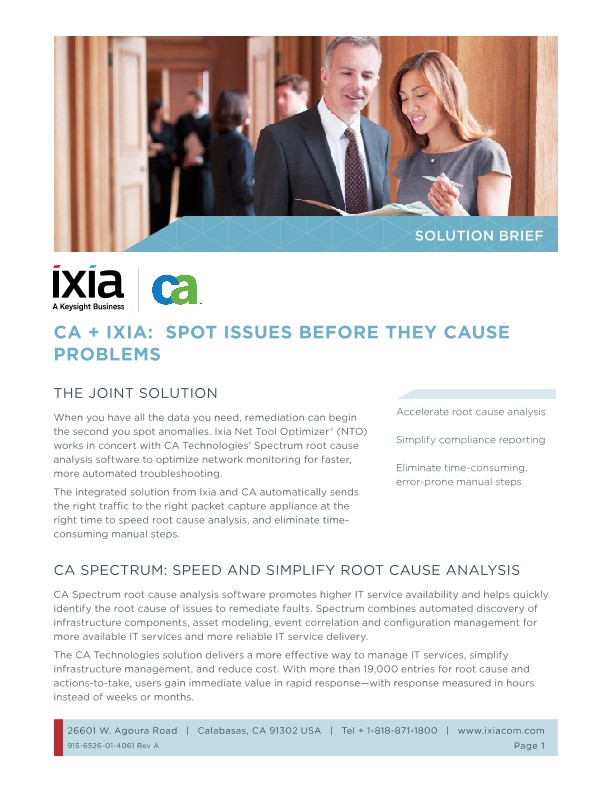 CA + Keysight: Spot Issues Before They Cause Problem