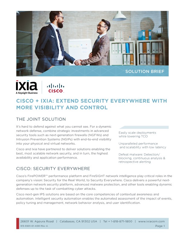 Cisco + Keysight: Extend Security Everywhere with More Visibility and Control