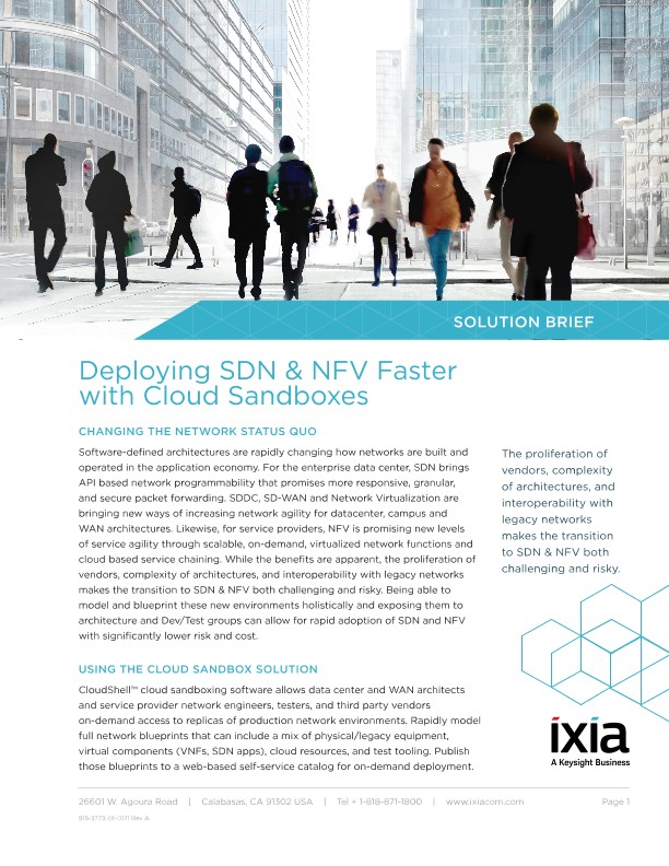 Deploying SDN & NFV Faster with Cloud Sandboxes