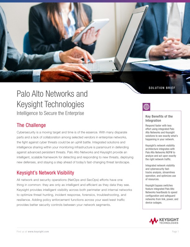 Palo Alto Networks and Keysight Technologies Intelligence to Secure the Enterprise