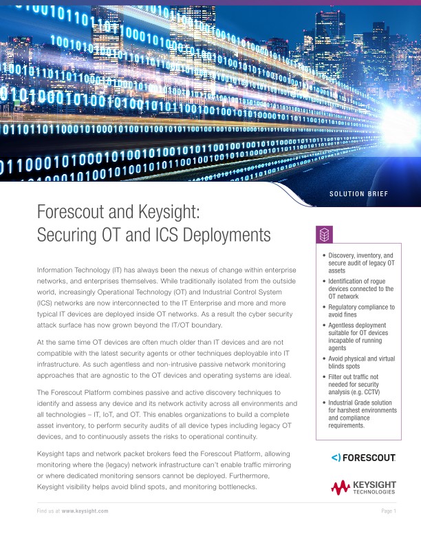 Forescout and Keysight: Securing OT and ICS Deployments