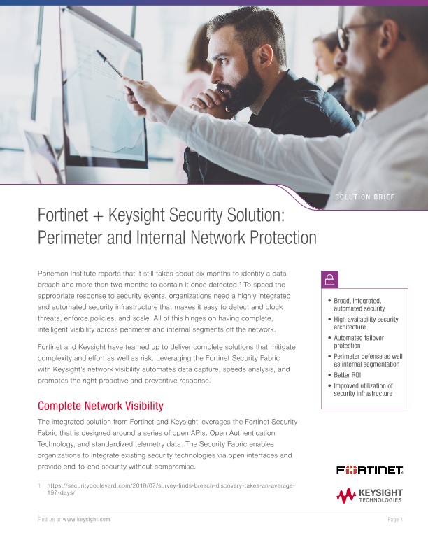 Fortinet + Keysight Security Solution: Perimeter and Internal Network Protection