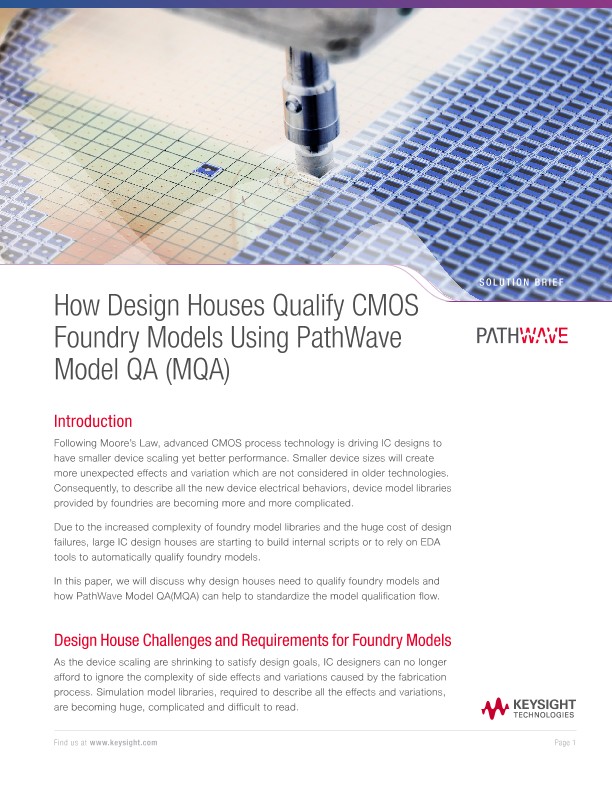 How Design Houses Qualify CMOS Foundry Models Using PathWave Model QA (MQA)