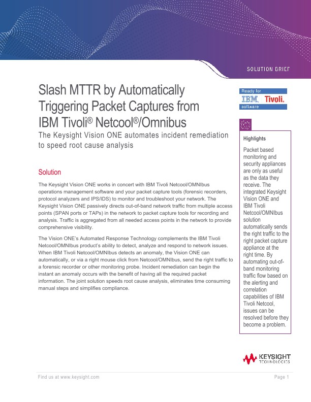 Slash MTTR by Automatically Triggering Packet Captures from IBM Tivoli Netcool/Omnibus