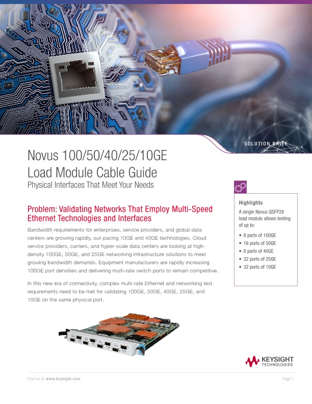 Novus 100/50/40/25/10GE Load Module Cable Guide