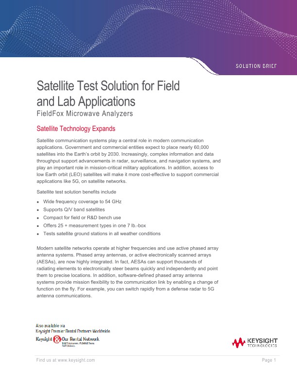 Satellite Test Solution for Field and Lab Applications