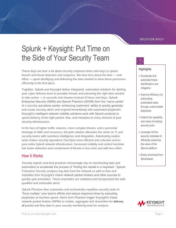 Splunk + Keysight: Put Time on the Side of Your Security Team
