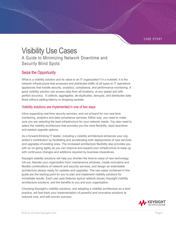 Visibility Use Cases, A Guide to Minimizing Network Downtime and Security Blind Spots