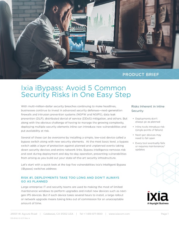 Ixia iBypass: Avoid 5 Common Security Risks in One Easy Step