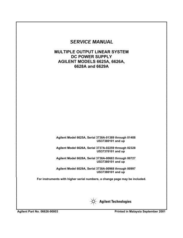 6625A/6626A/6628A/6629A Service Manual | Keysight