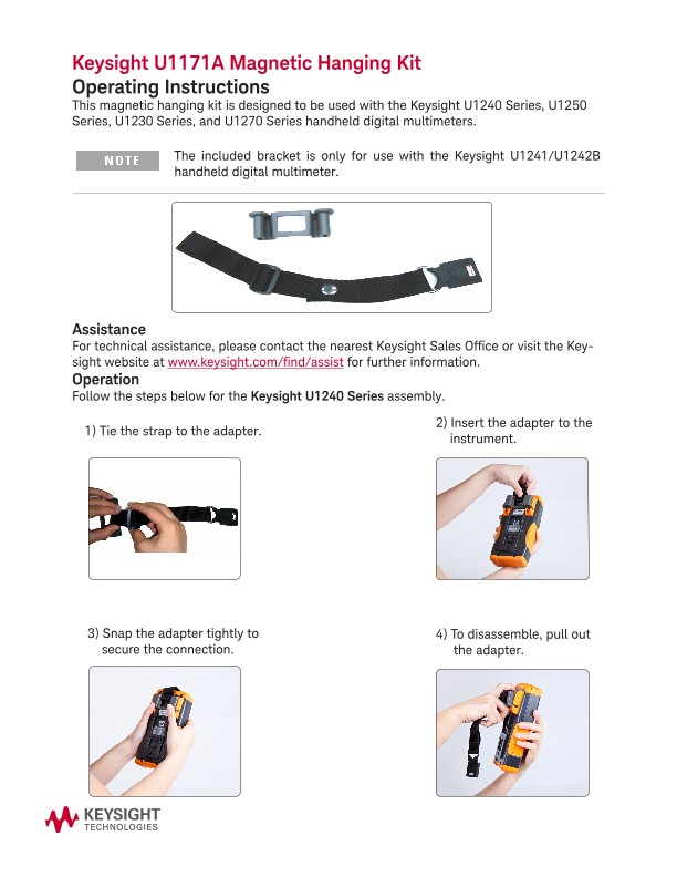 Keysight U1171A Magnetic Hanging Kit Operating Instructions Manual ...