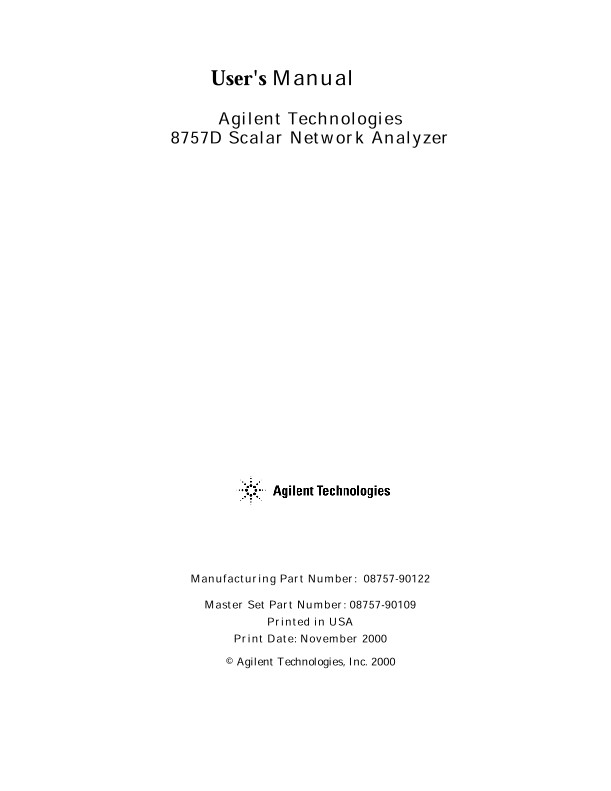 Agilent HP Keysight 08757-90109 8757D Operating Manual 