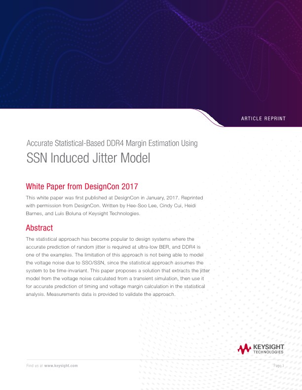 Accurate Statistical-Based DDR4 Margin Estimation Using SSN Induced Jitter Model