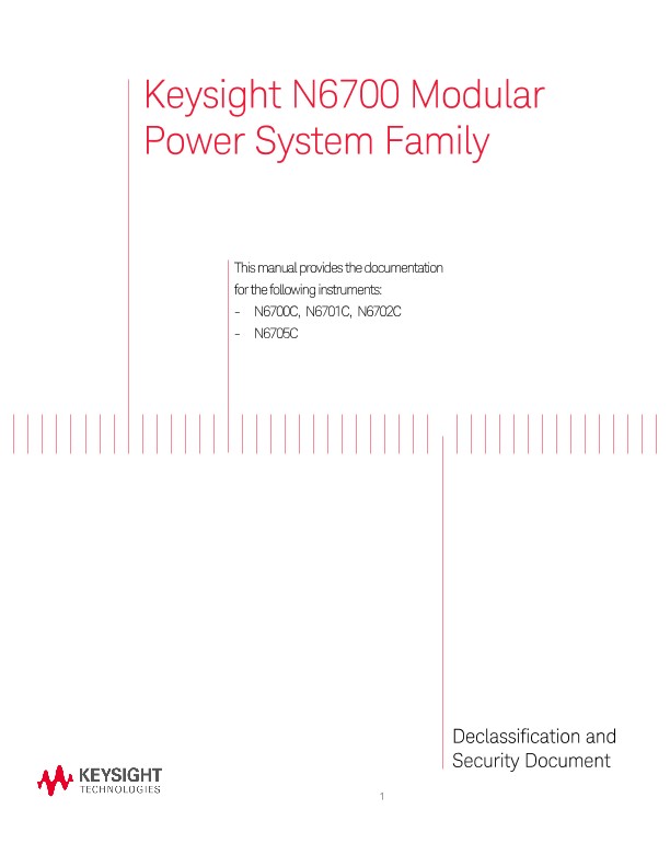 Declassification and Security Document for N6700 Modular Power System Family