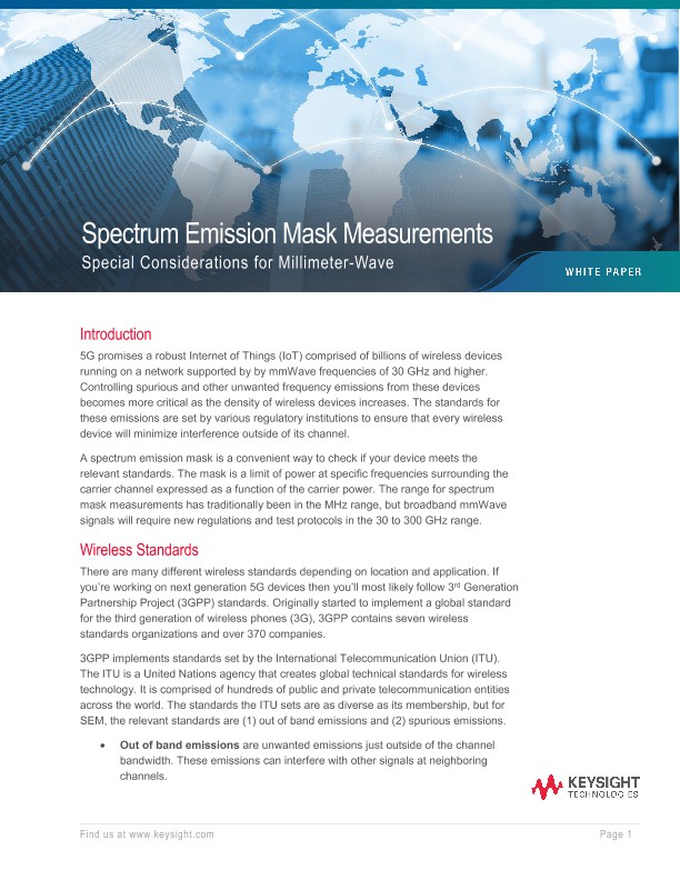 Spectrum Emission Mask Measurements Special Considerations for Millimeter-Wave 