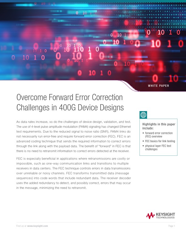 Forward Error Correction Challenges in 400G Device Test