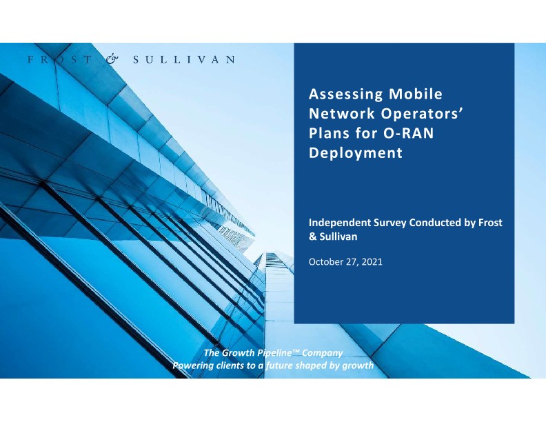 Frost & Sullivan Assessing Mobile Network Operators' Plans for O-RAN Deployment