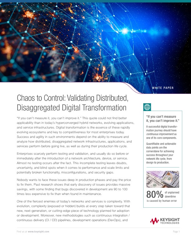 Chaos to Control: Validating Distributed, Disaggregated Digital Transformation
