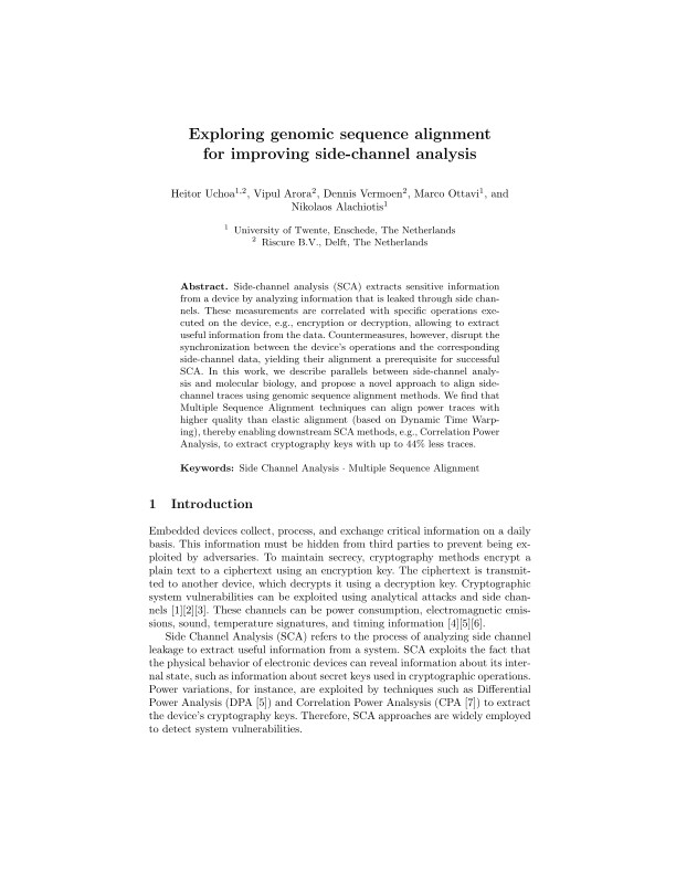 Exploring Genomic Sequence Alignment for Improving Side Channel Analysis