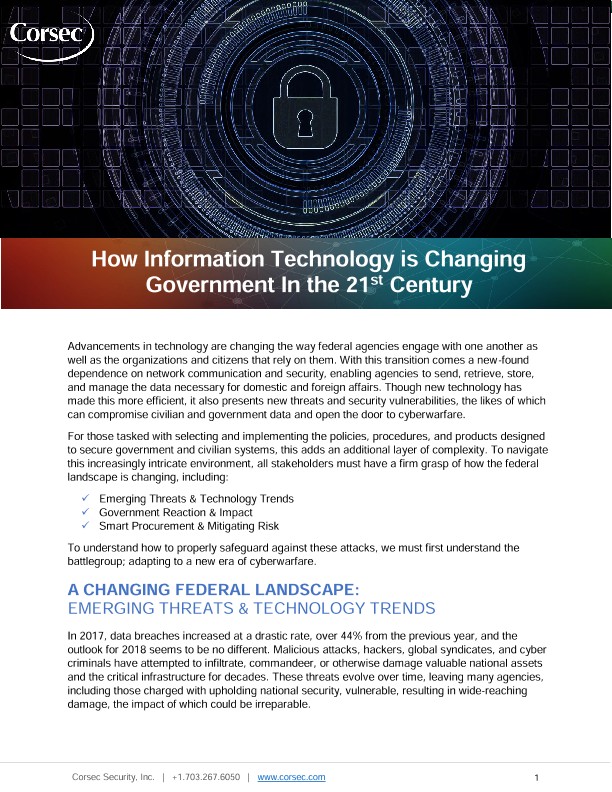 How Information Technology is Changing Government In the 21st Century