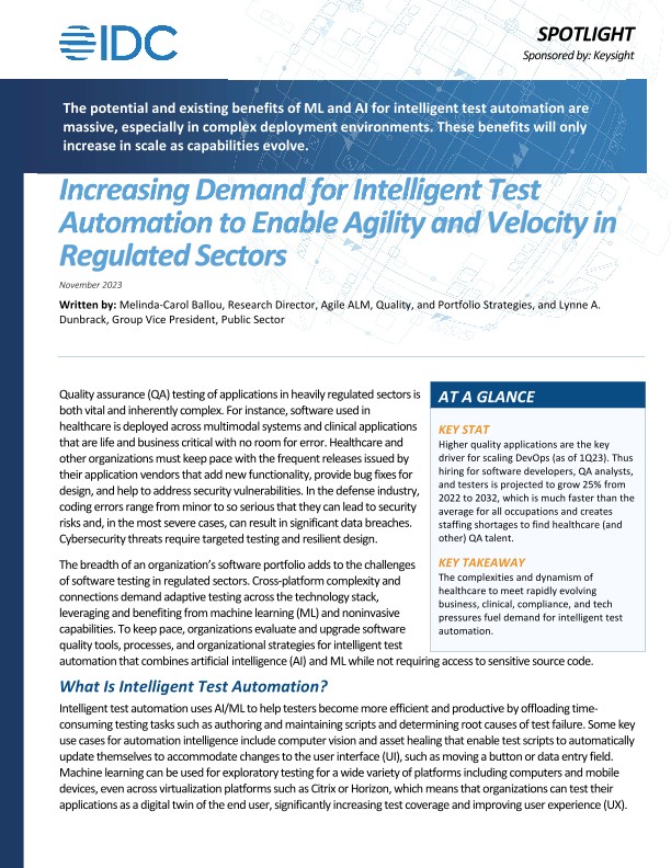Increasing Demand for Intelligent Test Automation to Enable Agility and Velocity in Regulated Sectors