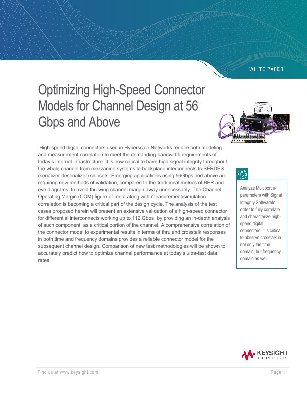 Optimizing High-Speed Connector Models for Channel Design at 56 Gbps and Above