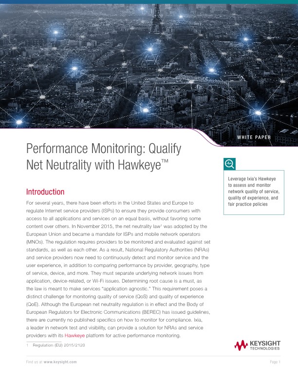 Performance Monitoring: Qualify Net Neutrality with Hawkeye™