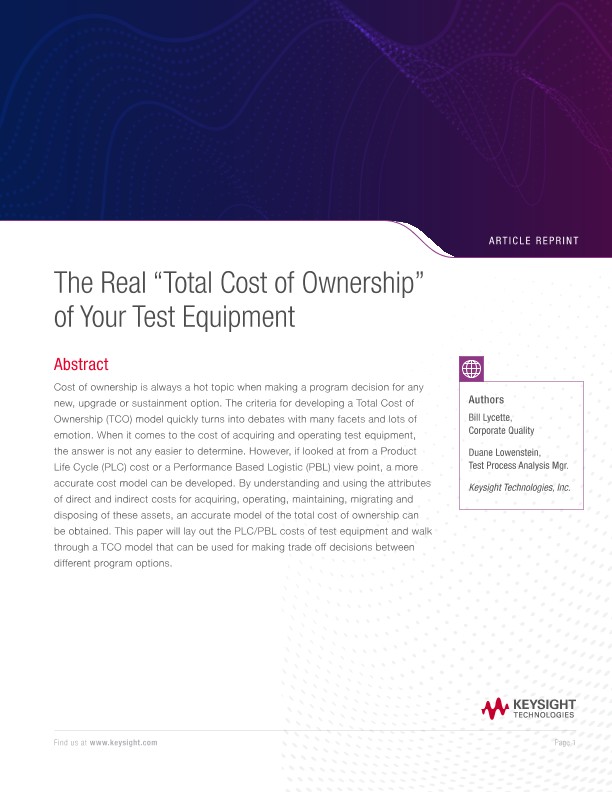 The Real “Total Cost of Ownership” of Your Test Equipment 
