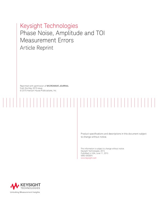 Phase Noise, Amplitude and TOI Measurement Errors