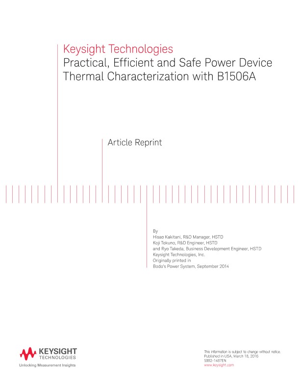 Practical, Efficient and Safe Power Device Thermal Characterization with B1506A