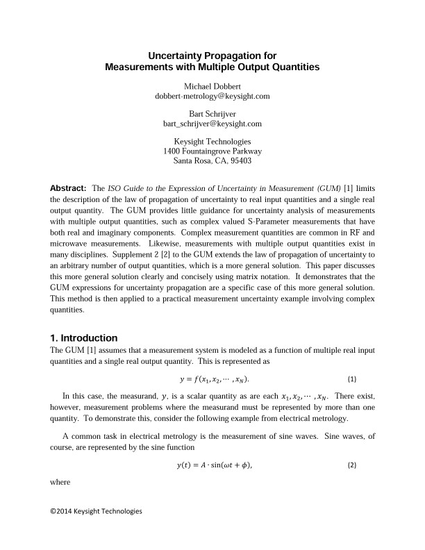 Uncertainty Propagation for Measurements with Multiple Output Quantities