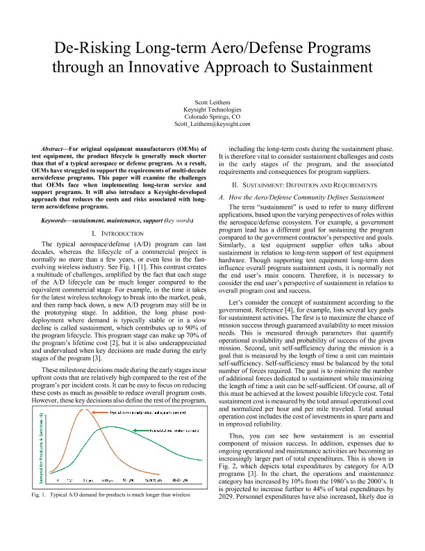 De-Risking Long-term Aero/Defense Programs through an Innovative Approach to Sustainment