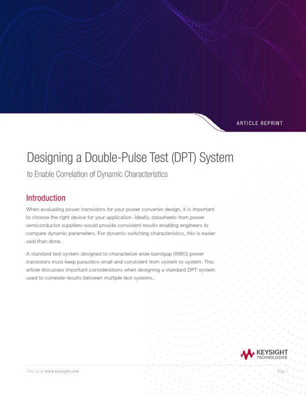 Designing a Double-Pulse Test  (DPT) System to Enable Correlation of Dynamic Characteristics