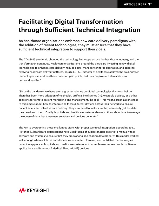 Facilitating Digital Transformation through Sufficient Technical Integration