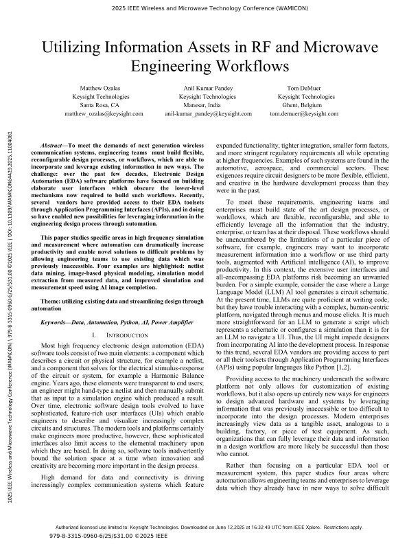 Utilizing Information Assets in RF and Microwave Engineering Workflows