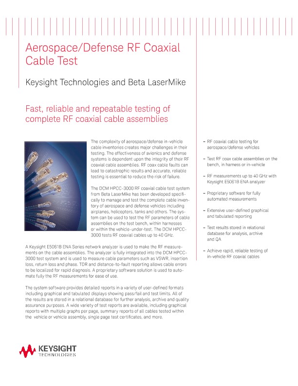 Aerospace/Defense RF Coaxial Cable Test