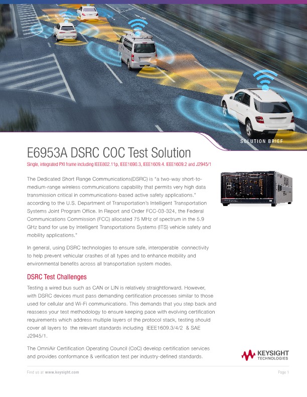 E6953A DSRC COC Test Solution