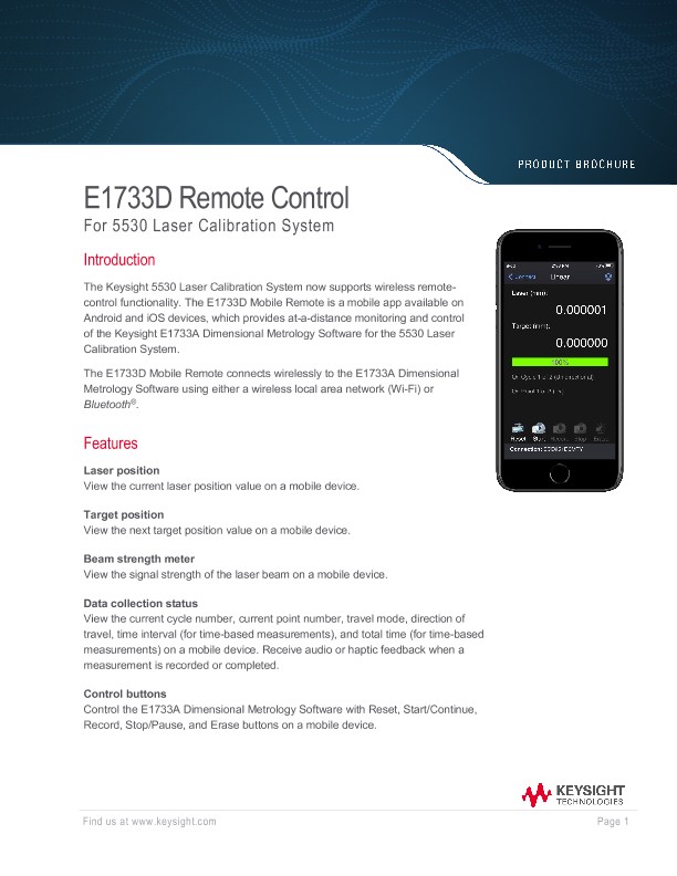 E1733D Remote Control For 5530 Laser Calibration System