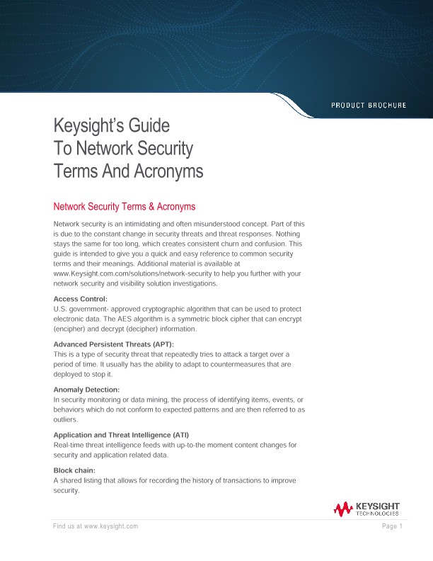 Ixia’s Guide to Network Security Terms and Acronyms