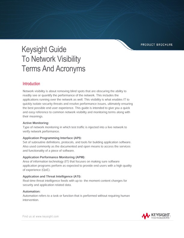 Ixia’s Guide to Network Visibility Terms and Acronyms