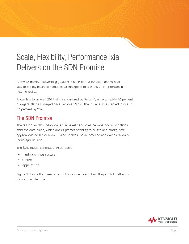 Scale, Flexibility, Performance Ixia Delivers on the SDN Promise