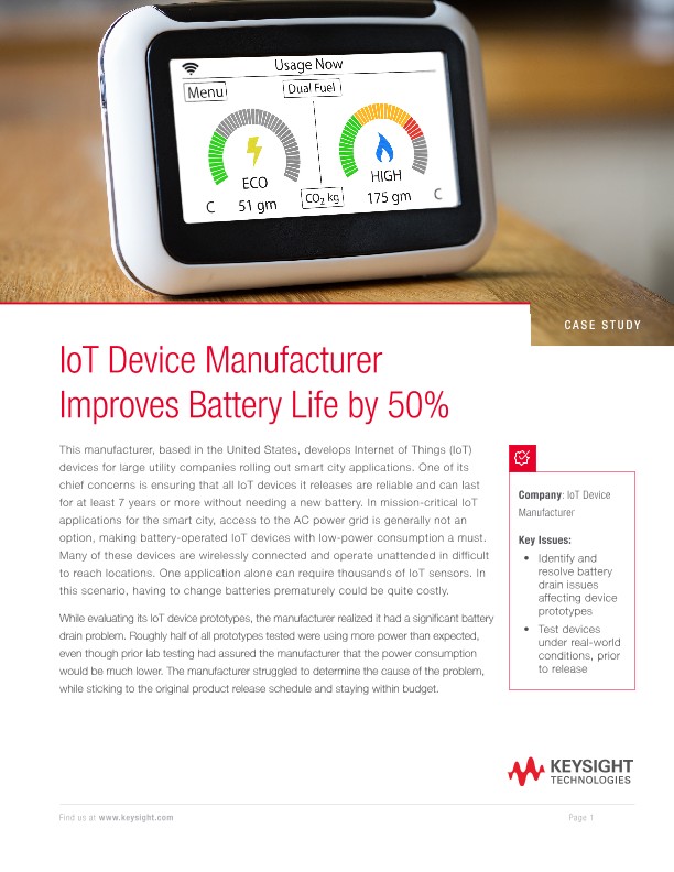 IoT Device Manufacturer Improves Battery Life by 50%