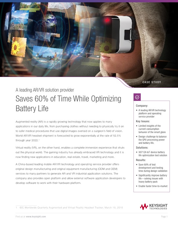 A Leading AR/VR Solution Provider Saves 60% Of Time While Optimizing Battery Life