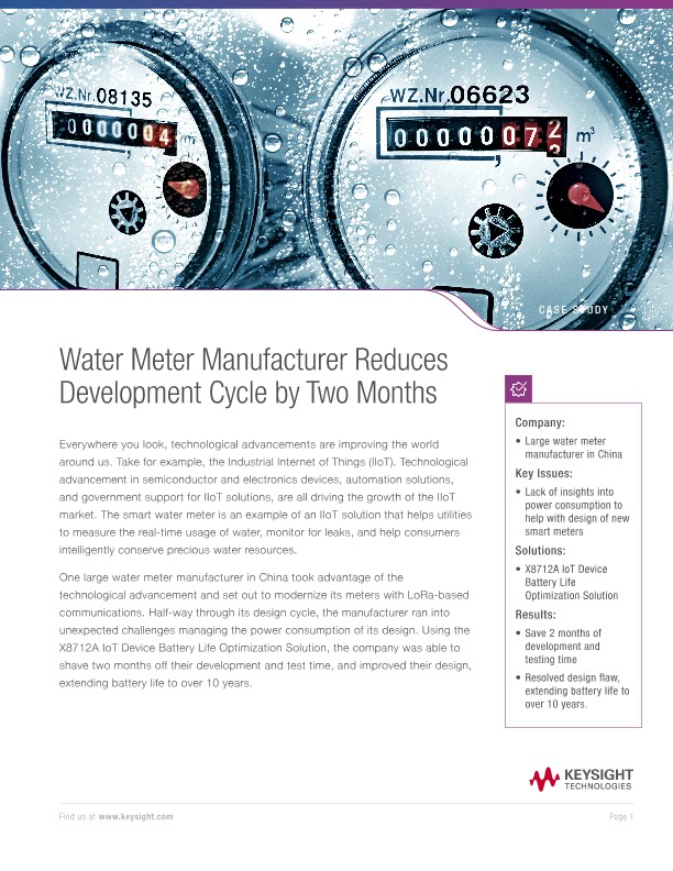 Water Meter Manufacturer Extends Battery Life over 10 Years